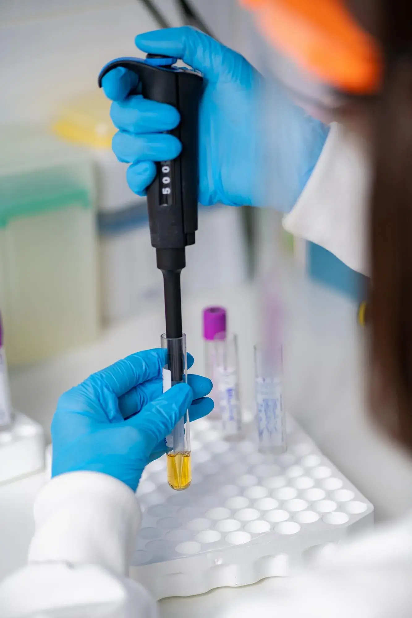 Blood sample tubes in the lab